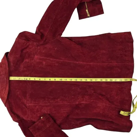 Dennis Basso Suede Leather Moto Jacket Size Medium Washable Asymmetric Zip - Picture 5 of 6